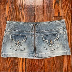 Denim Mini Skirt with Front Zipper